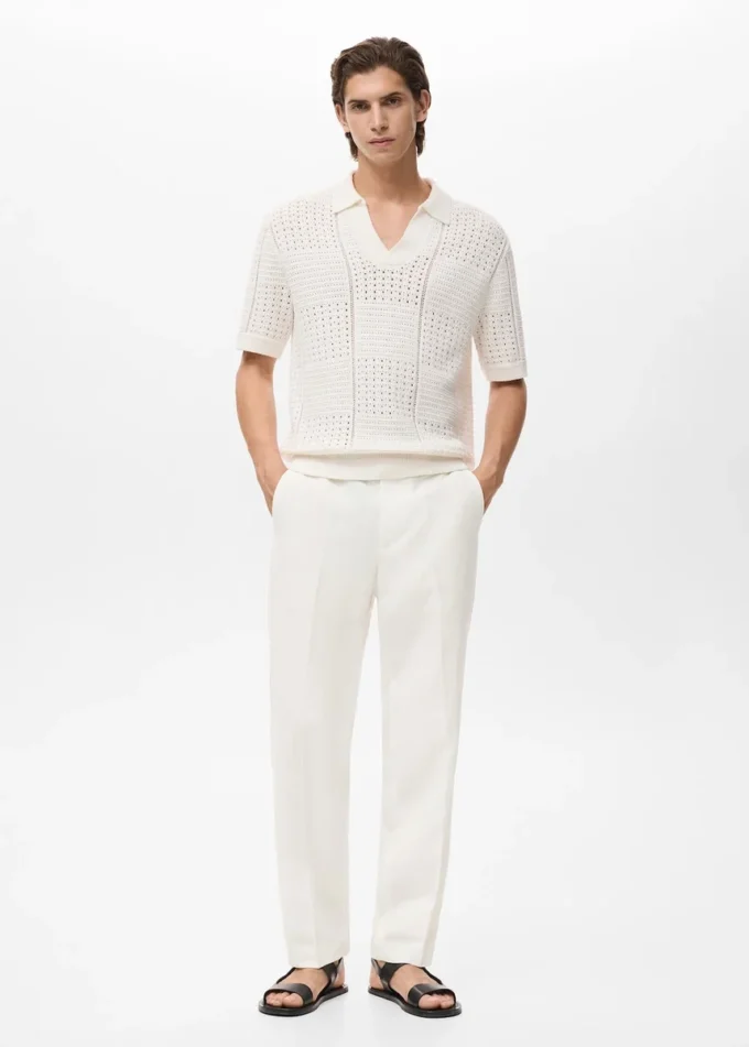 Pantaloni a gamba dritta in misto lino e lyocell