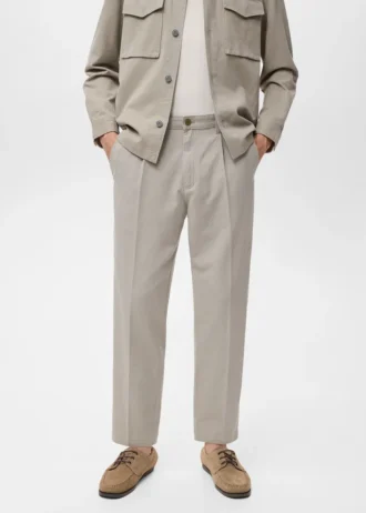 Pantaloni a piega dritti in cotone e lyocell