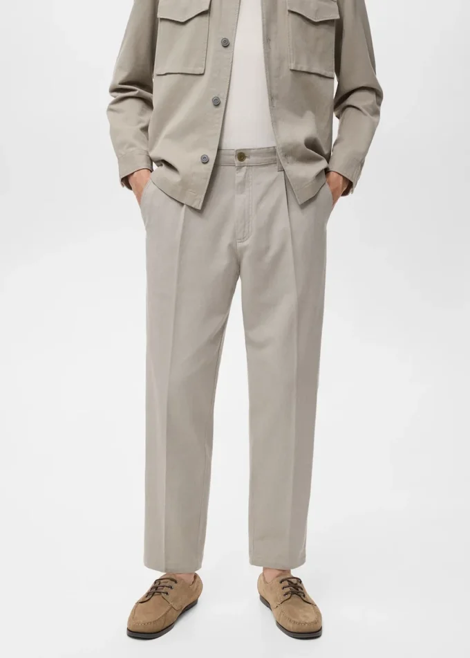 Pantaloni a piega dritti in cotone e lyocell Pantaloni a piega dritti in cotone e lyocell