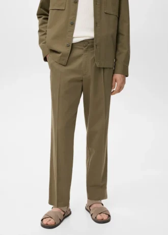 Pantaloni a piega dritti in cotone e lyocell