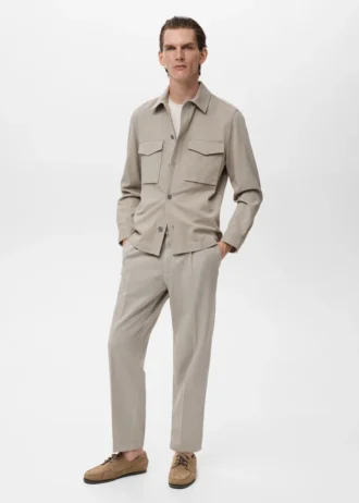 Pantaloni a piega dritti in cotone e lyocell