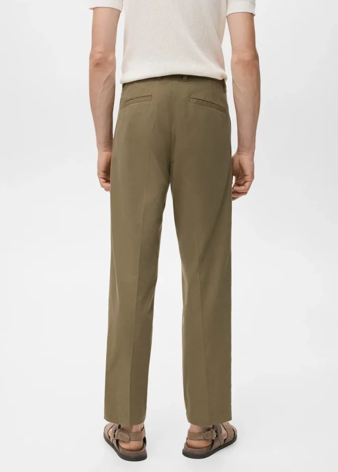 Pantaloni a piega dritti in cotone e lyocell