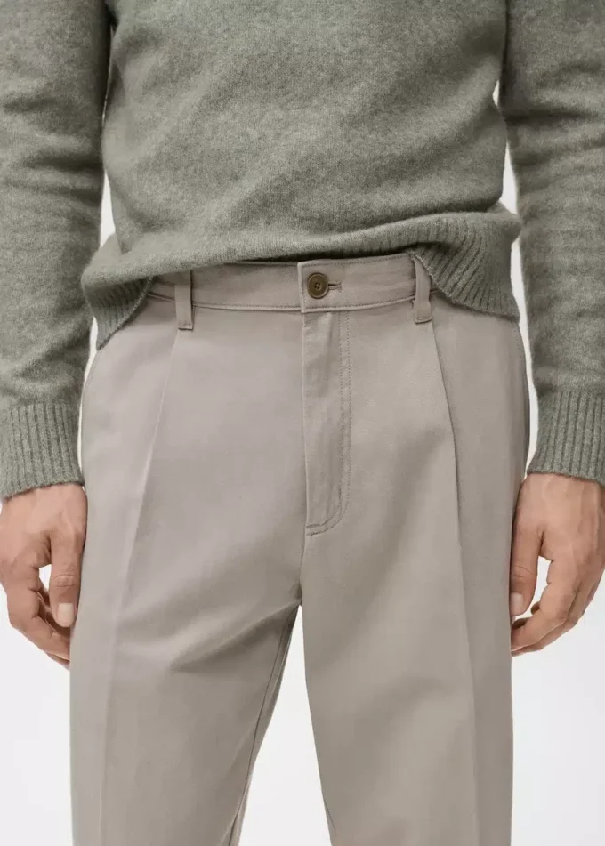 Pantaloni a piega dritti in cotone e lyocell Pantaloni a piega dritti in cotone e lyocell