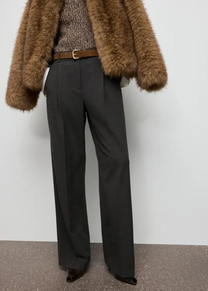 Pantaloni a pieghe a quadri Pantaloni a pieghe a quadri