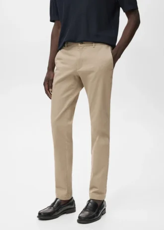 Pantaloni chino slim fit in twill Barna