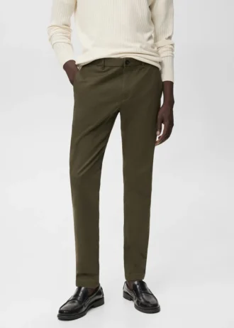 Pantaloni chino slim fit in twill Barna