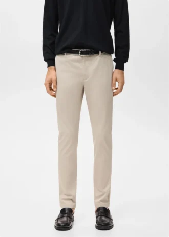 Pantaloni chino slim fit in twill Barna