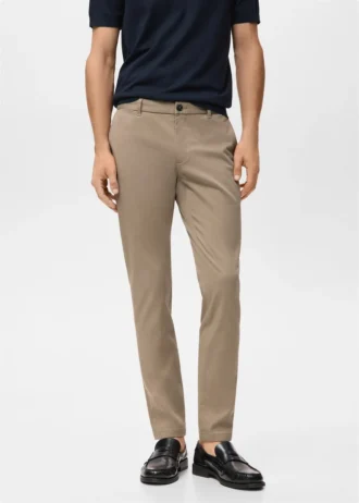 Pantaloni chino slim fit in twill Barna