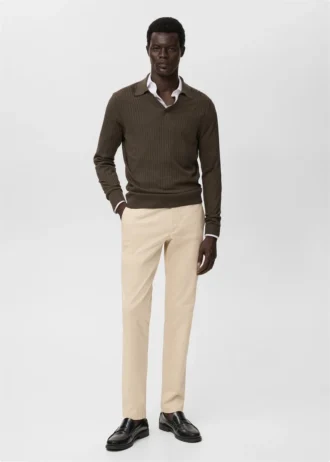 Pantaloni chino slim fit in twill Barna