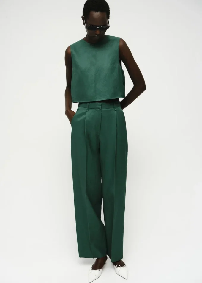 Pantaloni da completo dritti in misto lino Pantaloni da completo dritti in misto lino