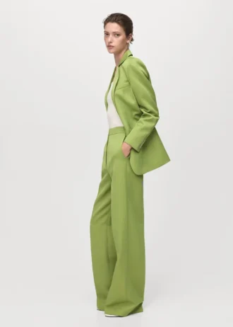 Pantaloni da completo dritti in misto lino