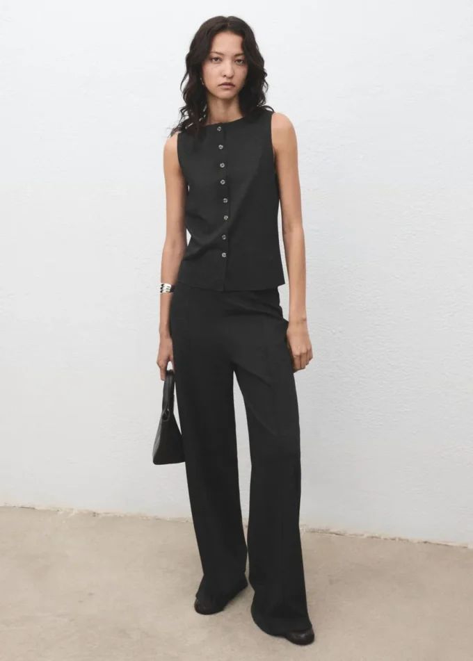 Pantaloni dritti con elastico in vita