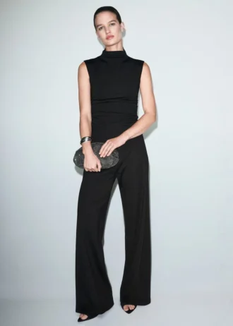 Pantaloni dritti con elastico in vita