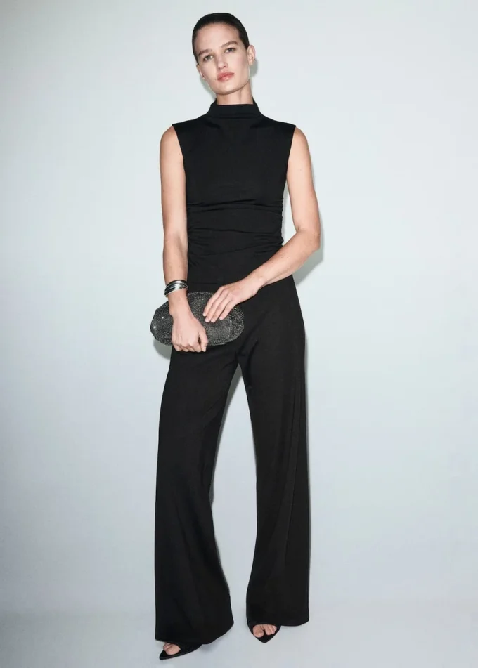 Pantaloni dritti con elastico in vita