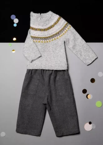 Pantaloni dritti con stampa pied-de-poule