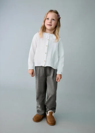 Pantaloni dritti con stampa pied-de-poule