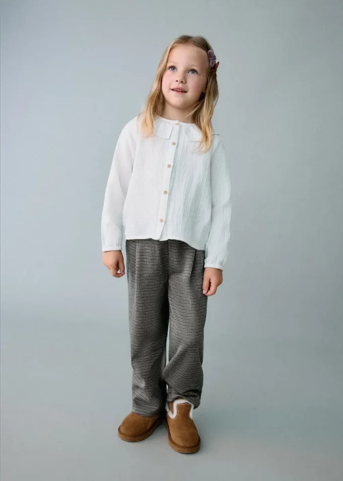 Pantaloni dritti con stampa pied-de-poule Pantaloni dritti con stampa pied-de-poule