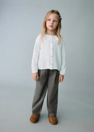 Pantaloni dritti con stampa pied-de-poule