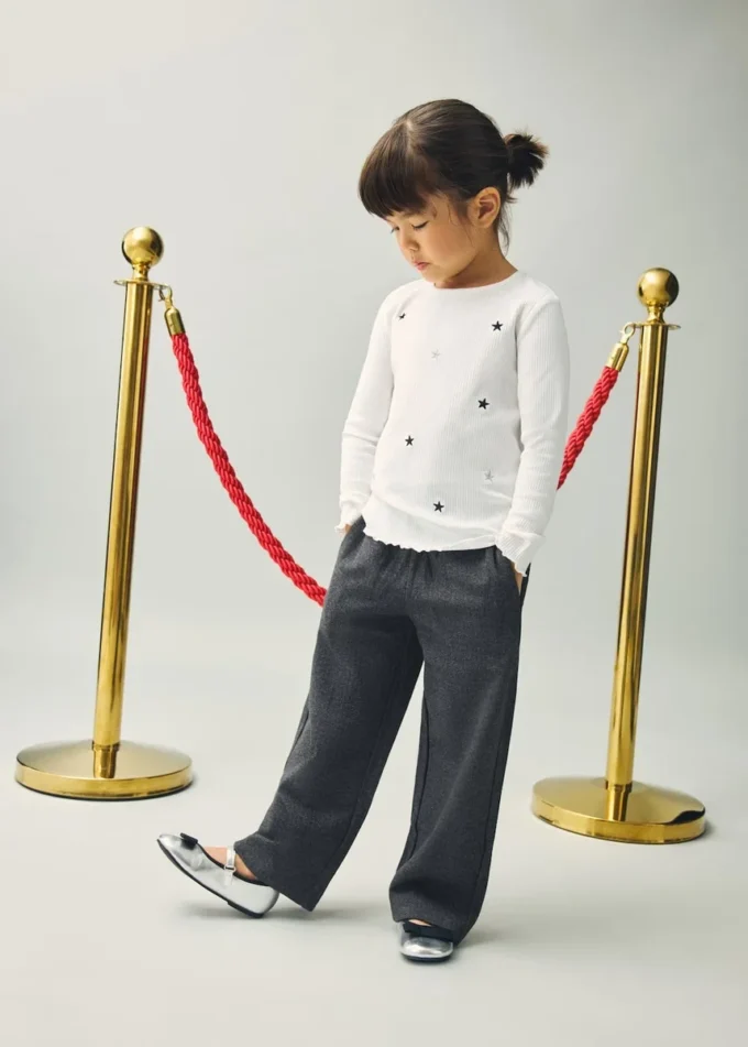 Pantaloni dritti in maglia