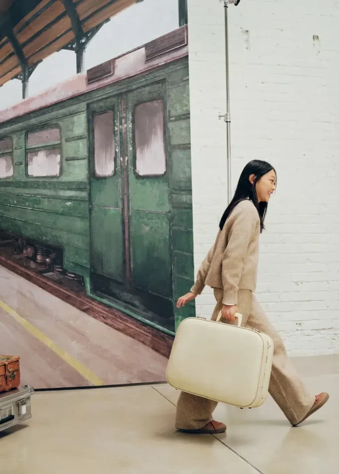 Pantaloni dritti in maglia