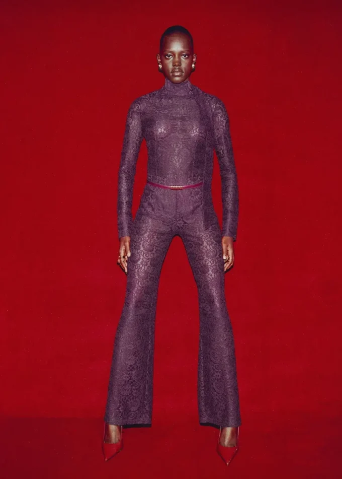 Pantaloni dritti in pizzo Pantaloni dritti in pizzo