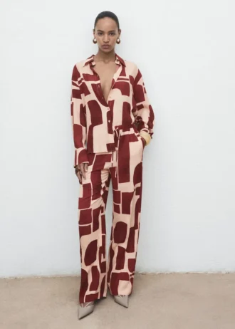 Pantaloni fluidi con motivo geometrico Pantaloni fluidi con motivo geometrico