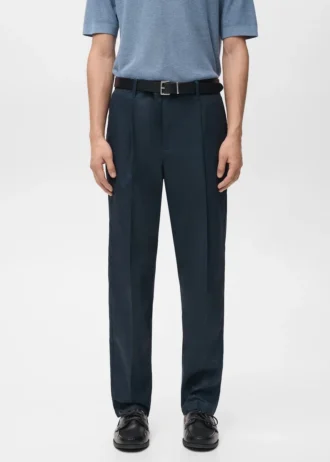 Pantaloni fluidi con piega, vestibilità regolare