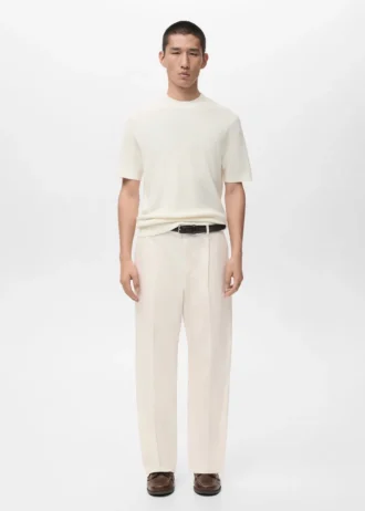 Pantaloni fluidi con piega, vestibilità regolare Pantaloni fluidi con piega, vestibilità regolare