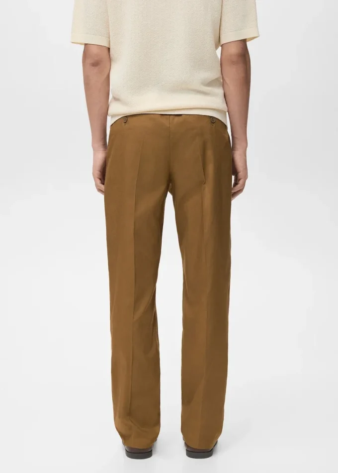 Pantaloni fluidi con piega, vestibilità regolare Pantaloni fluidi con piega, vestibilità regolare