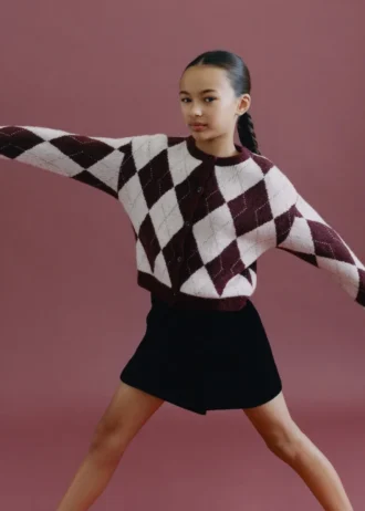 Cardigan in maglia con motivo argyle