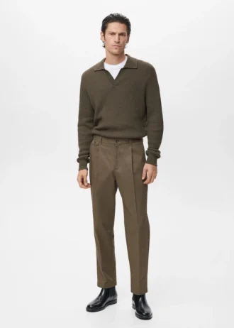 Pantaloni in cotone con piega, vestibilità regolare Pantaloni in cotone con piega, vestibilità regolare