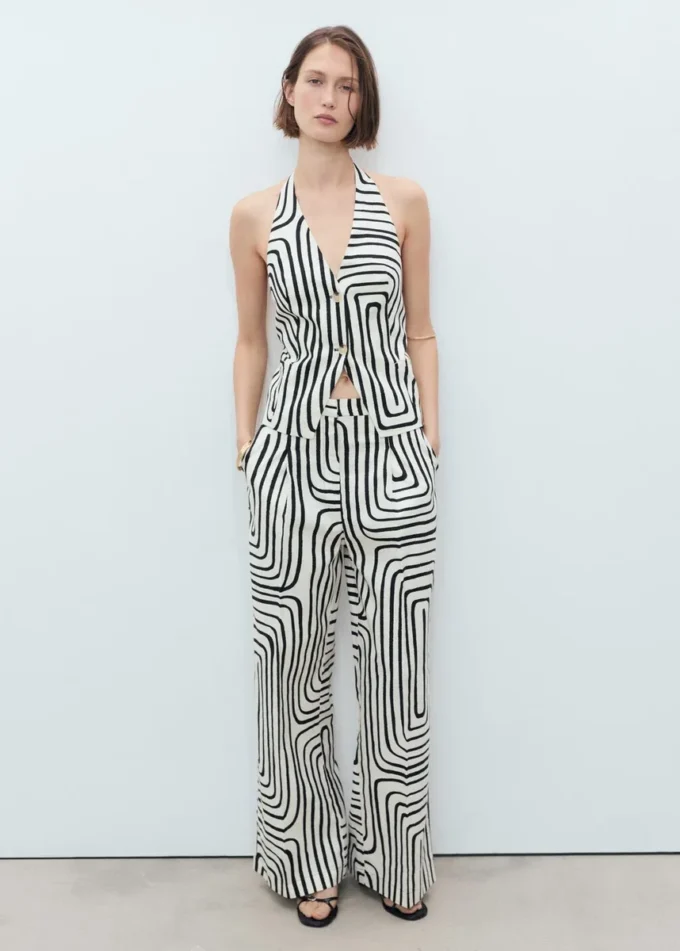 Pantaloni in lino con stampa geometrica Pantaloni in lino con stampa geometrica