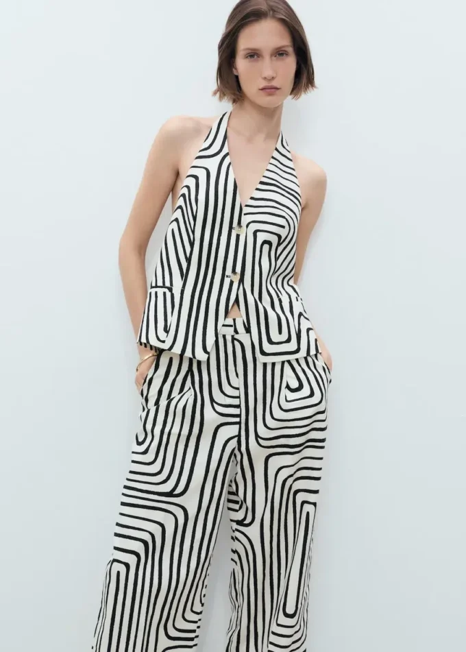 Pantaloni in lino con stampa geometrica Pantaloni in lino con stampa geometrica