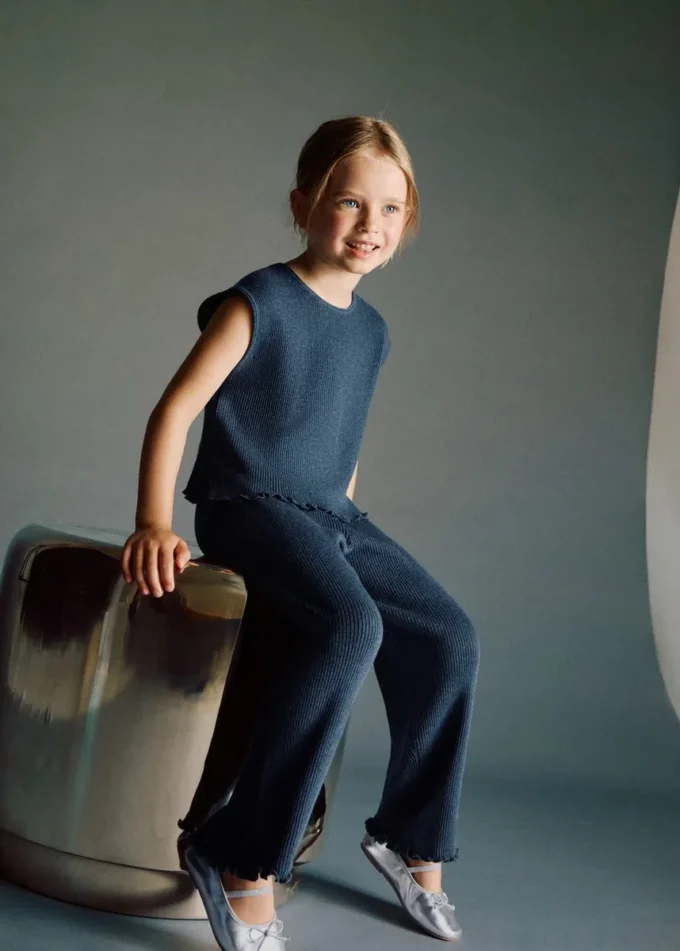 Pantaloni in maglia a costine