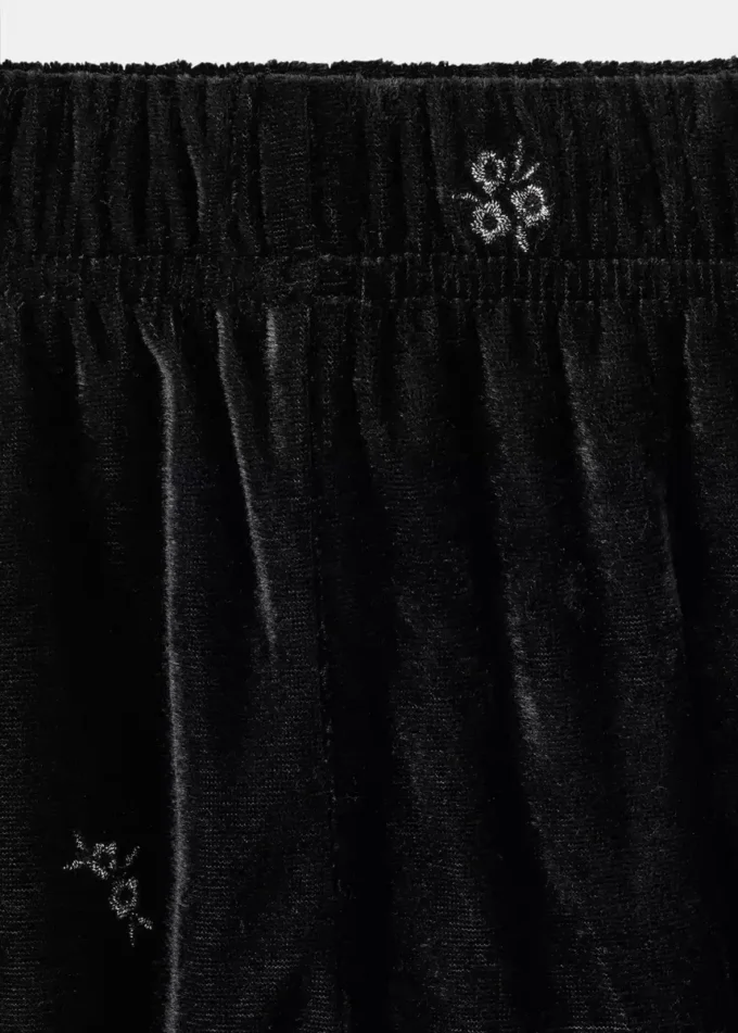 Pantaloni in velluto ricamato