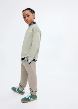 Pantaloni jogging in cotone con elastico in vita