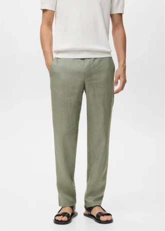 Pantaloni slim fit 100% lino