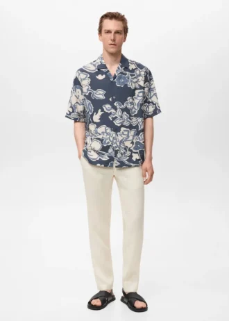 Pantaloni slim fit 100% lino