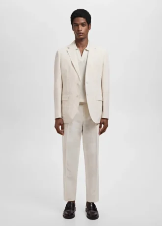 Pantaloni slim fit in lino con pinces Pantaloni slim fit in lino con pinces