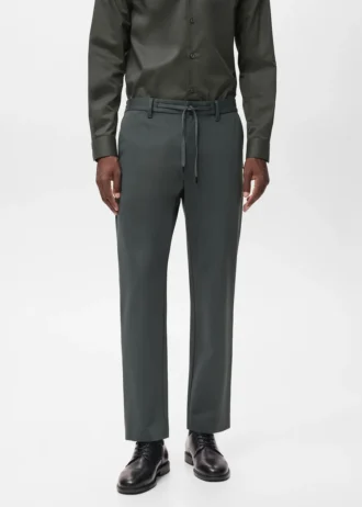 Pantaloni slim fit in tessuto elasticizzato con coulisse