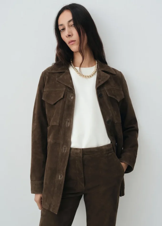 Pantaloni svasati 100% pelle scamosciata Pantaloni svasati 100% pelle scamosciata