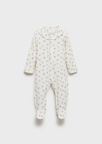 Pigiama con fiori e collo a barchetta