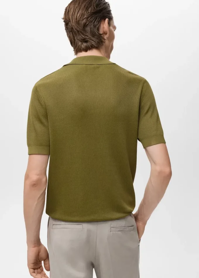 Polo in cotone con microstruttura