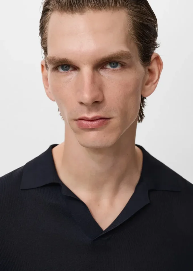 Polo in cotone con microstruttura Polo in cotone con microstruttura