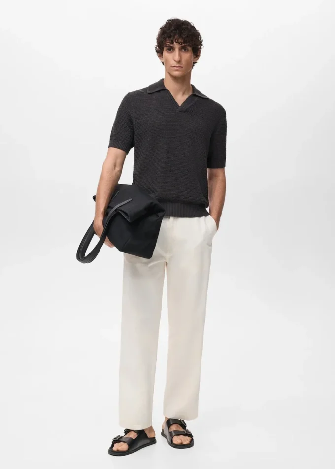 Polo in cotone lavorato all’uncinetto Polo in cotone lavorato all’uncinetto