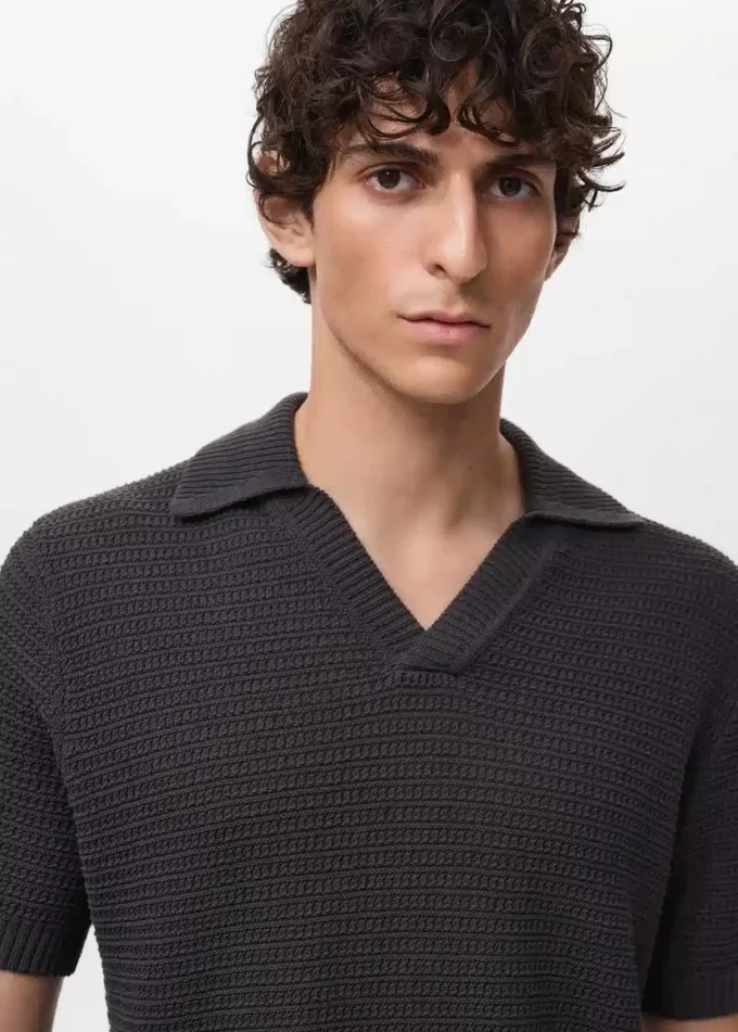 Polo in cotone lavorato all’uncinetto Polo in cotone lavorato all’uncinetto