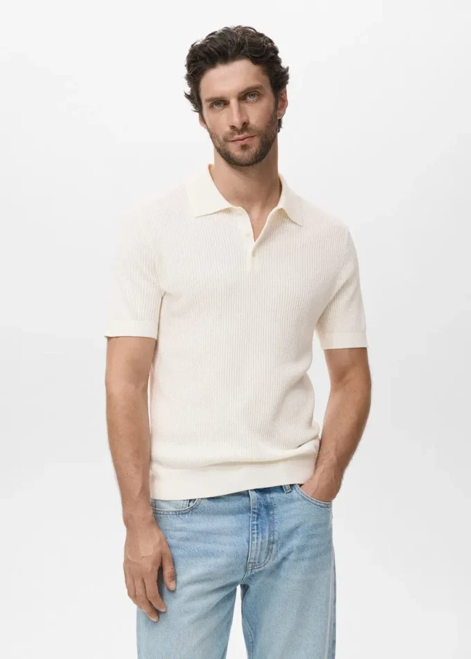 Polo in maglia a costine