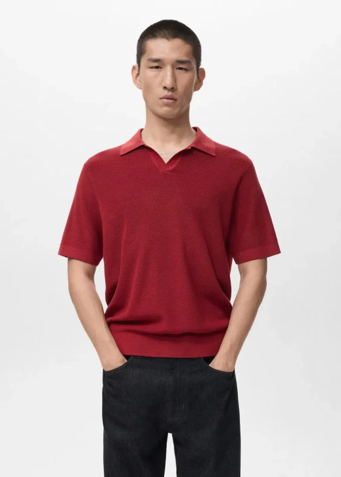 Polo in maglia di cotone strutturata Polo in maglia di cotone strutturata