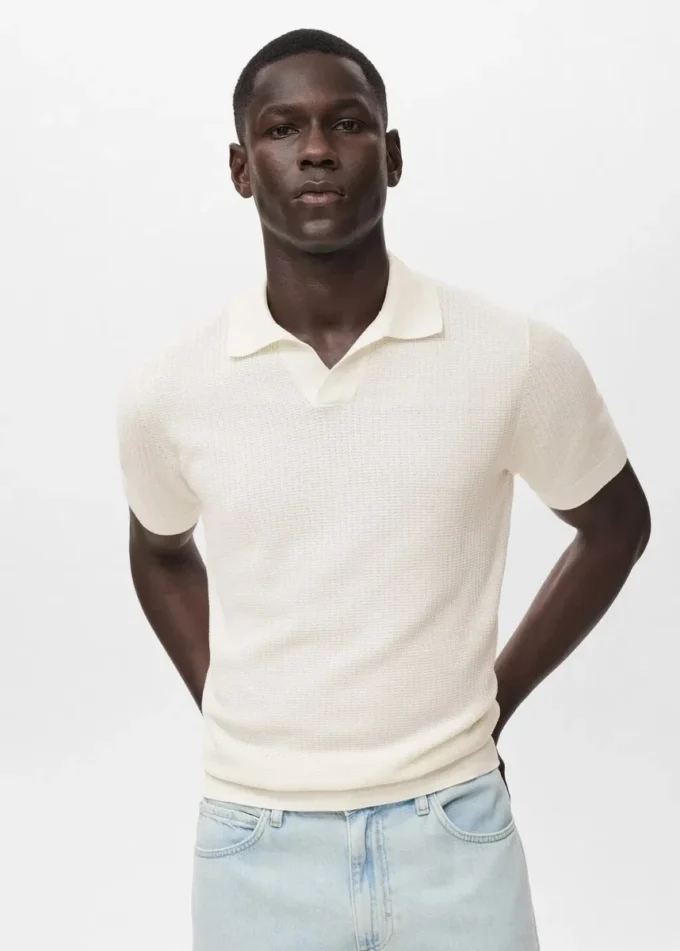 Polo in maglia di cotone strutturata Polo in maglia di cotone strutturata