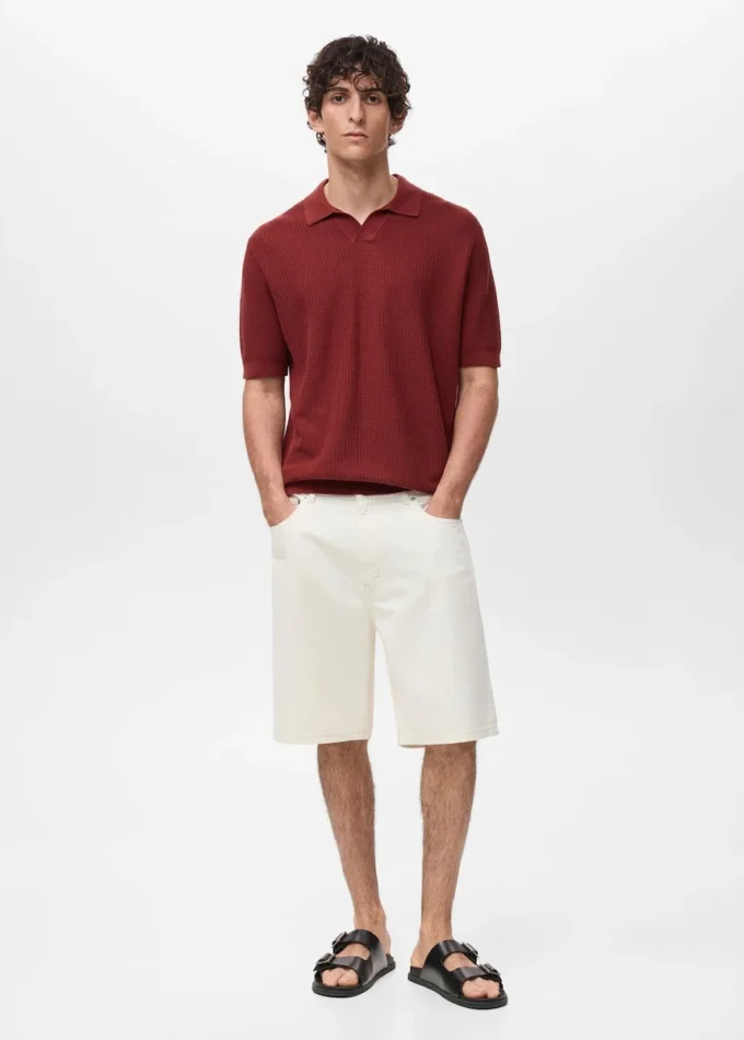 Polo in maglia di cotone strutturata Polo in maglia di cotone strutturata